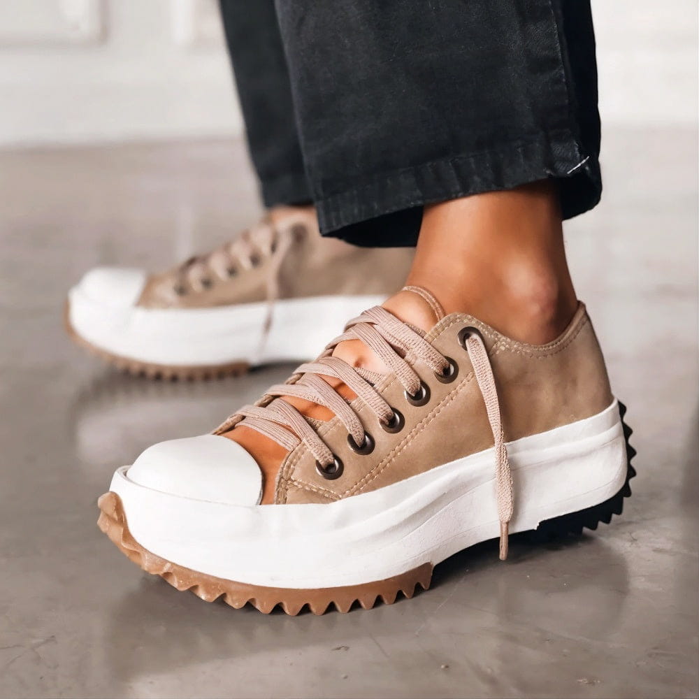 Elisa™ - Platform Sneakers van Leer