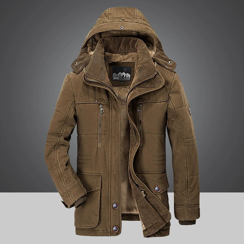 Thermische winterparka voor heren met meerdere zakken