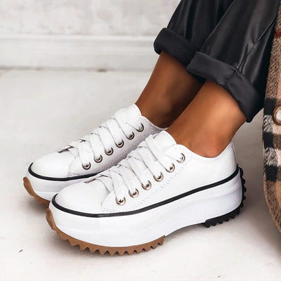 Elisa™ - Platform Sneakers van Leer
