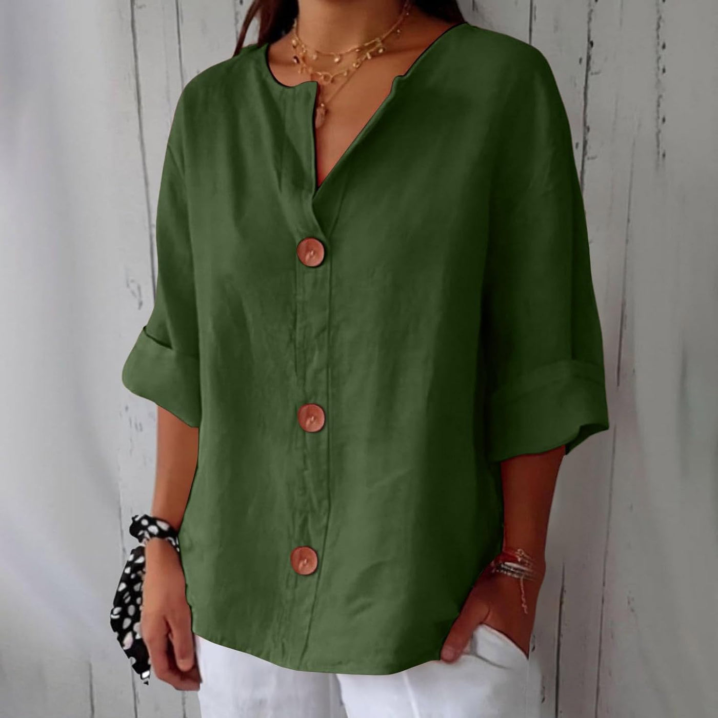 Liore™ – Minimalistische Blouse met Verticale Structuur