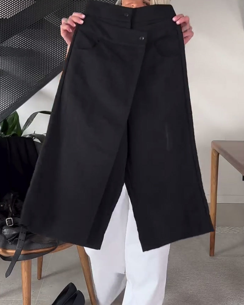Schneider® | Eénkleurige asymmetrische casual broek