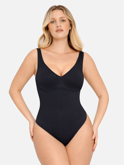 Bloom ™ |  Ribbled V Neck Bodysuit String