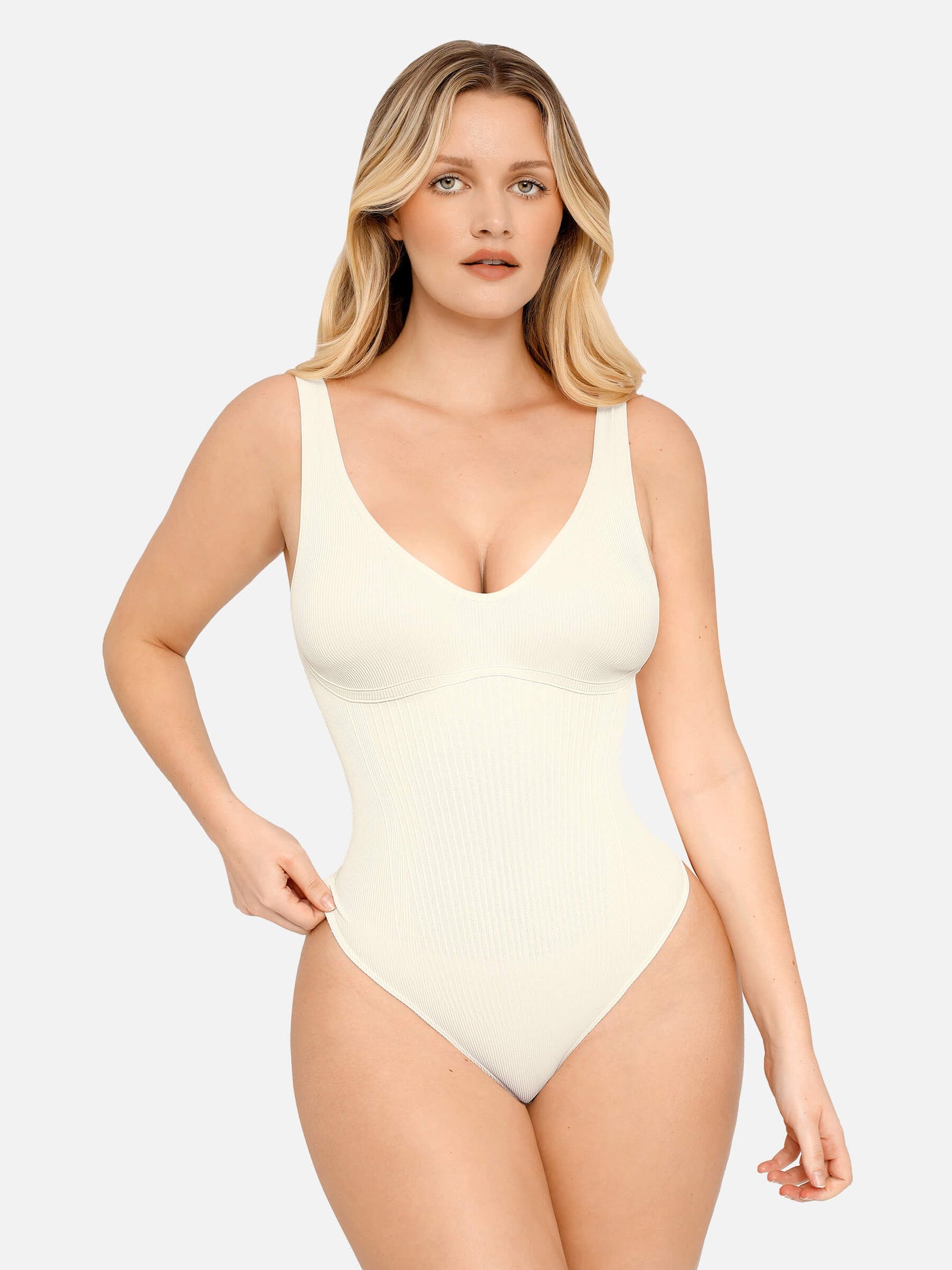 Bloom ™ |  Ribbled V Neck Bodysuit String