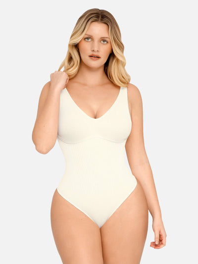 Bloom ™ |  Ribbled V Neck Bodysuit String