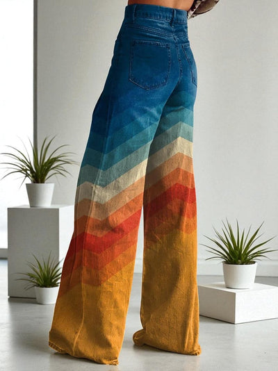 LUNA - Wide-Leg Denim met Retro Bloemenprint