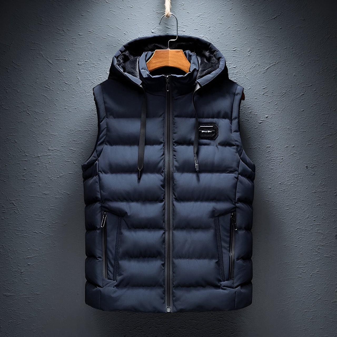 Gevoerd bodywarmer met capuchon